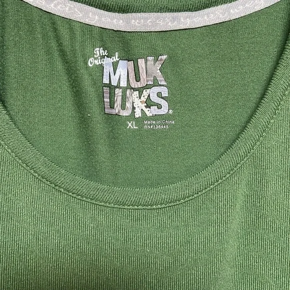 Muk Luks Green Soft Pajama Set with Leaf Print - Picture 6 of 7